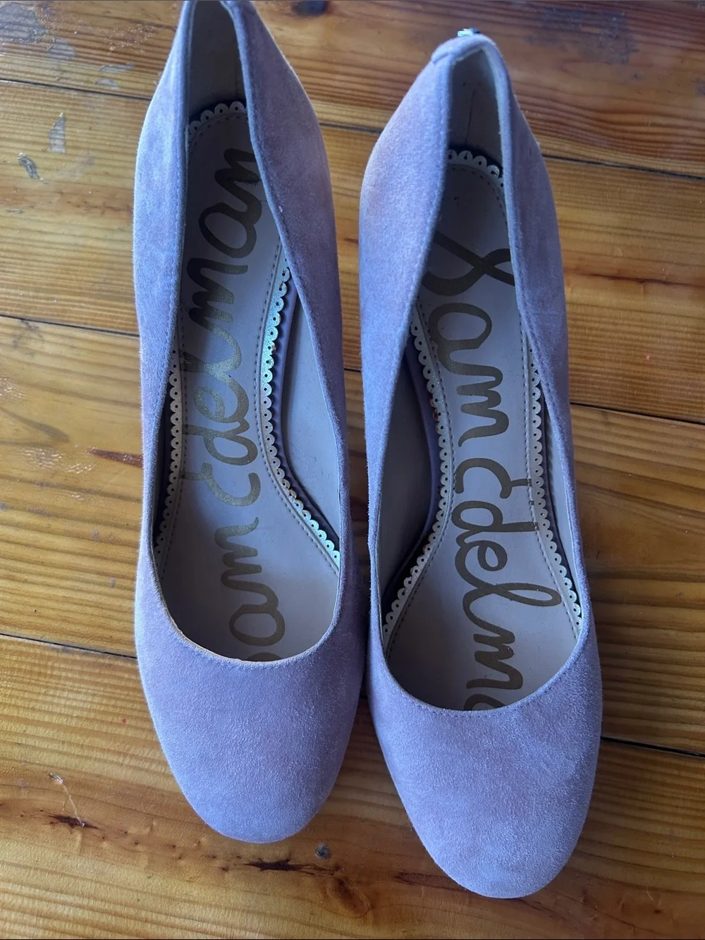 Sam Edelman Lavender Suede Round-Toe Pumps